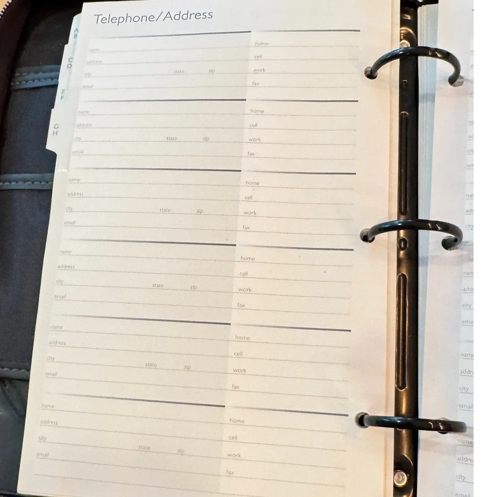 PlanAhead Black Zippered 3 Ring Binder Organizer Planner 8x10 Faux Leather